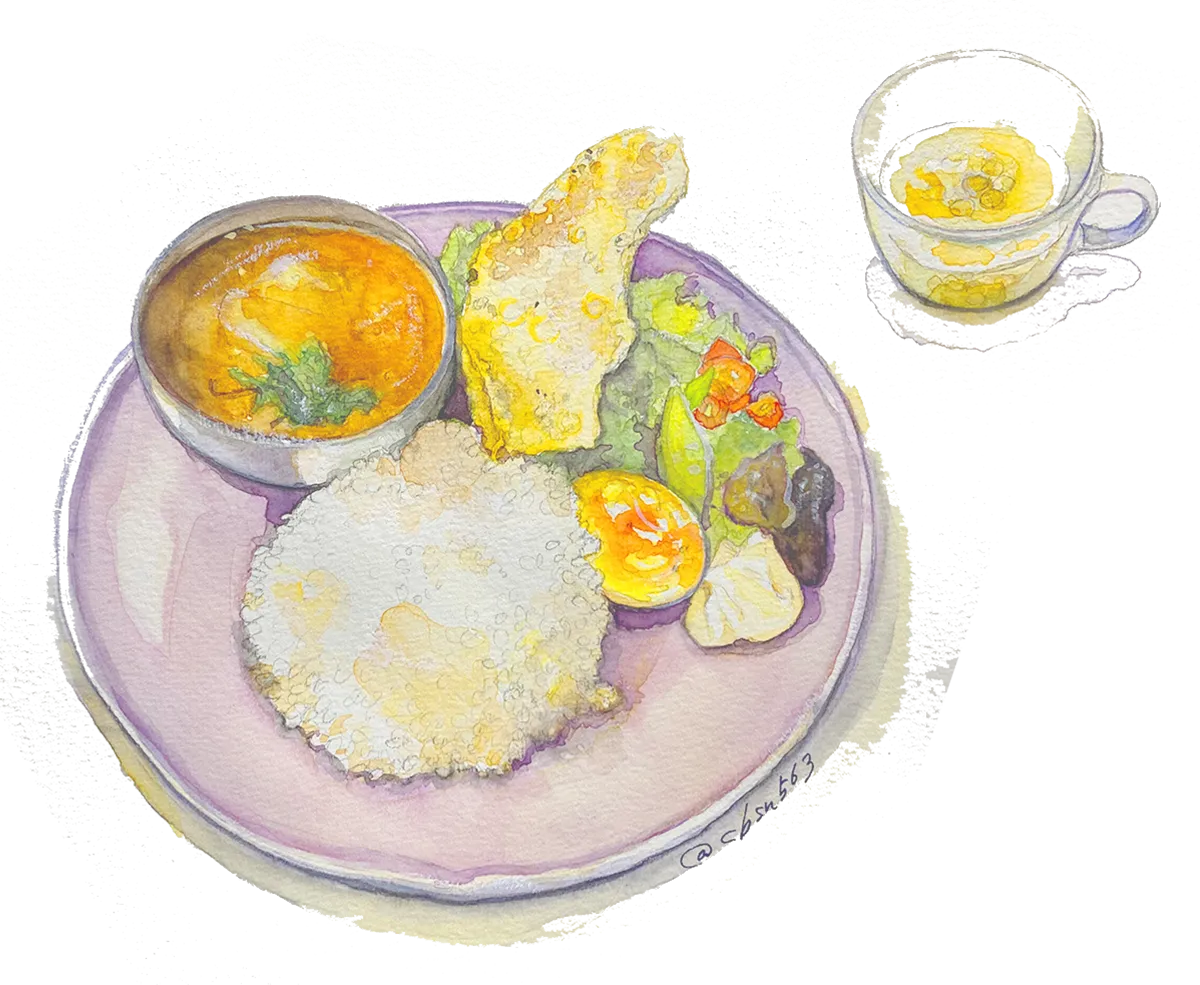 チキンカレーとお惣菜プレート